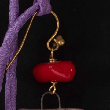 Boucles d'Oreilles Fruits en faïence, violet, oreille percée [4]