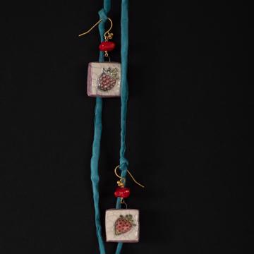 Boucles d'Oreilles Fruits en faïence