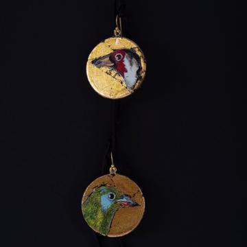 Boucles d'Oreilles Médaillon, modèle Oiseaux