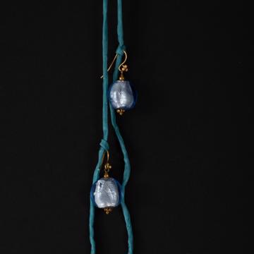 Boucles d'oreilles Murano Ronde en verre filé, violet bleu , oreille percée [1]