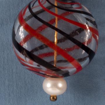 Boucles d'oreilles Murano rouge et noir en verre soufflé, multicolore, oreille percée [5]