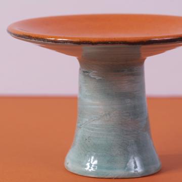Bougeoirs Toupie en faïence, bleu gris, 7,5 cm de haut [2]