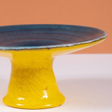 Spinning candlesticks in earthenware, yellow, 5,5 cm high [2]