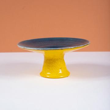 Spinning candlesticks in earthenware, yellow, 5,5 cm high [1]