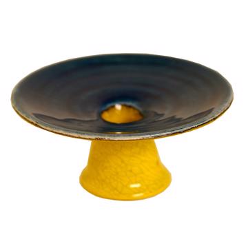 Spinning candlesticks in earthenware, yellow, 5,5 cm high [3]