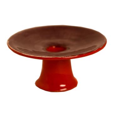 Bougeoirs Toupie en faïence, rouge, 5,5 cm de haut
