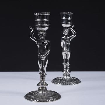 Bougeoirs Adam et Eve en métal argenté ou doré, argent [5]
