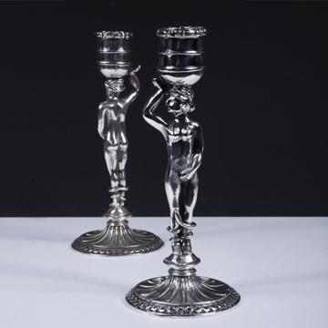 Bougeoirs Adam et Eve en métal argenté ou doré, argent [7]