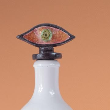 Bouteille Oeil en Faïence et Grès, vieux rose, 75 cl [2]