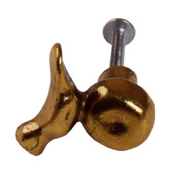 Bouton de porte Oiseau en métal patiné, or, main droite [3]