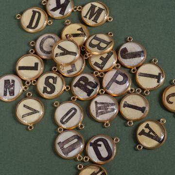 Double Alphabet Charms in Resin and Gold Plated