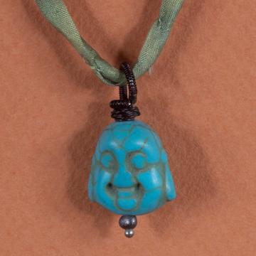 Charm in spun glass and turquoise, turquoise, buddha [2]