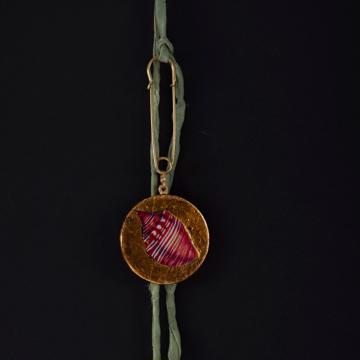 Shell Brooch in Decoupage on Wood