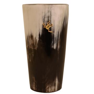 Horn tumbler Frog , gold, 14 cm high