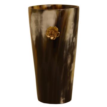 Horn Vase sakura pattern, gold, 14 cm high