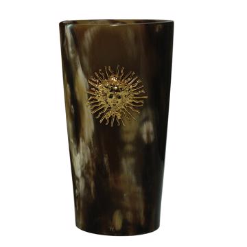 Timbale en Corne motif Soleil, or, 10 cm de haut