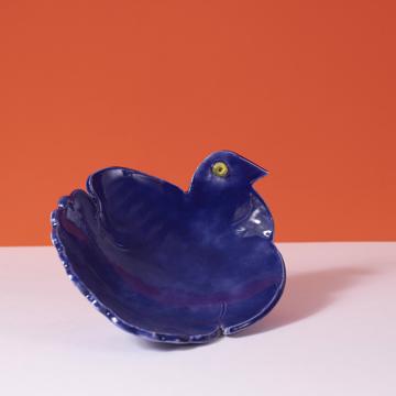 Dove dish in stamped earthenware