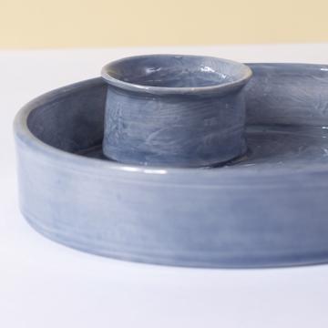 Coquetier Chanteclerc en faïence tournée, bleu gris [2]