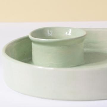 Coquetier Chanteclerc en faïence tournée, vert menthe [2]