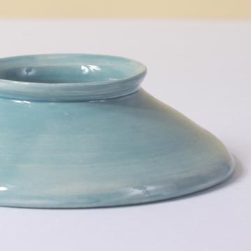 Coquetier Rond en faïence, vert mer [2]