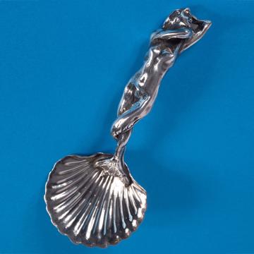 Mermaid shell spoon in silver plated