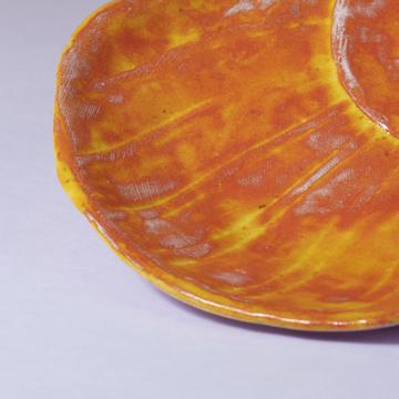 Nautilus dish in stamped earthenware, strong orange [3]