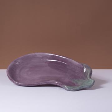 Eggplant dish in stamped earthenware