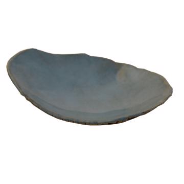 Bird bread dish in stamped sandstone, sky blue