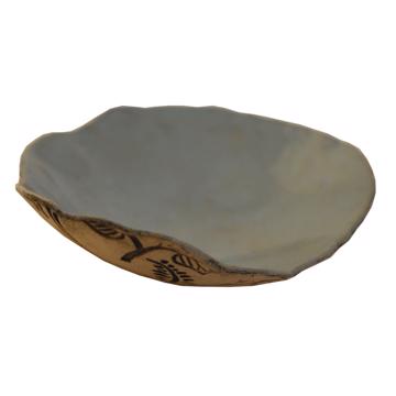 Bird bread dish in stamped sandstone, light blue