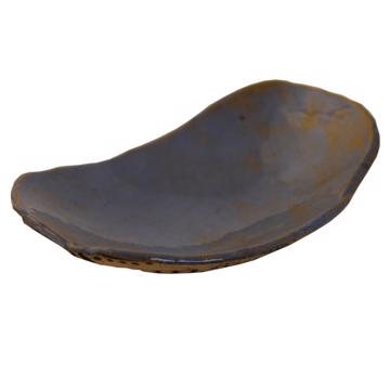 Bird bread dish in stamped sandstone, violet blue 