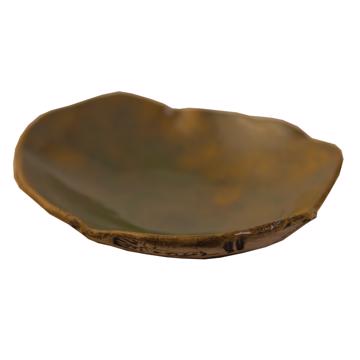 Bird bread dish in stamped sandstone, sea green