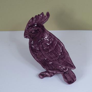 Cacatoo dish in stamped earthenware