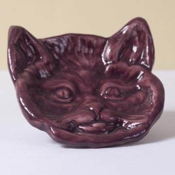 Cat dish in stamped earthenware, violet [2]
