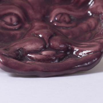 Cat dish in stamped earthenware, violet [4]