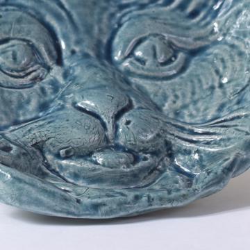 Coupelle Chat en faïence estampée, bleu gris [4]