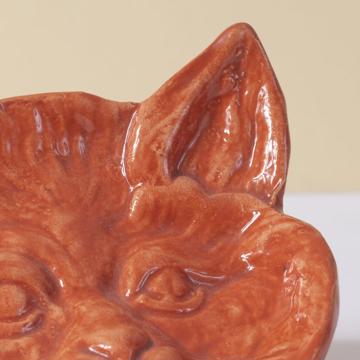 Cat dish in stamped earthenware, strong orange [2]