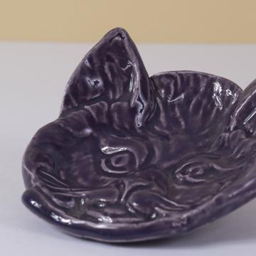 Cat dish in stamped earthenware, purple [2]