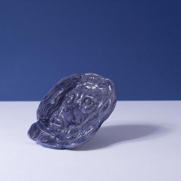 Coupelle Chien en Faïence, violet bleu  [1]