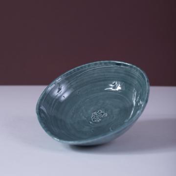 Frog Dish in earthenware, duck blue [1]