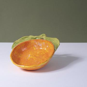 Orange dish in stamped earthenware