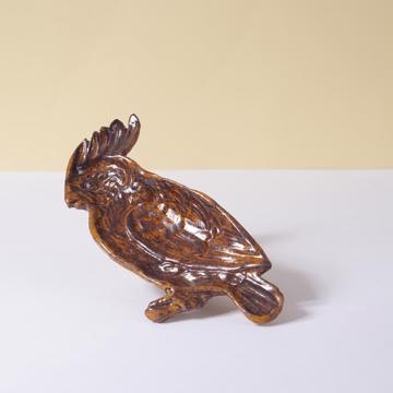 Cacatoo dish in stamped earthenware