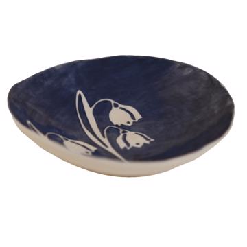 Coupelle Pochoir en porcelaine estampé, bleu foncé, muguet [3]