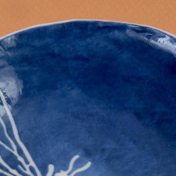 Coupelle Pochoir en porcelaine estampé, bleu foncé, libellule [4]