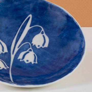 Coupelle Pochoir en porcelaine estampé, bleu foncé, muguet [2]