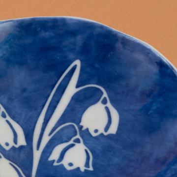 Coupelle Pochoir en porcelaine estampé, bleu foncé, muguet [4]