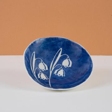 Coupelle Pochoir en porcelaine estampé, bleu foncé, muguet [1]