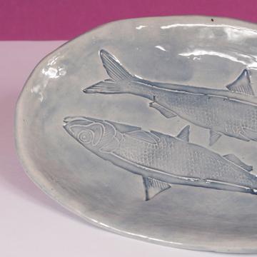 Sardine Dish in Earthenware, gray [4]