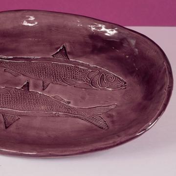 Sardine Dish in Earthenware, purple [2]