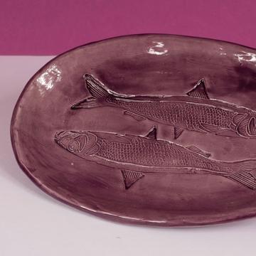 Sardine Dish in Earthenware, purple [4]