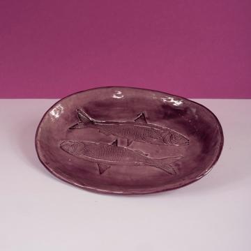 Sardine Dish in Earthenware, purple [1]